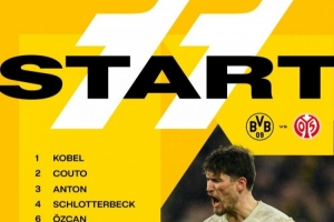 开云体育下载-多特vs美因茨首发：阿德耶米、拜尔搭档前锋，布兰特首发